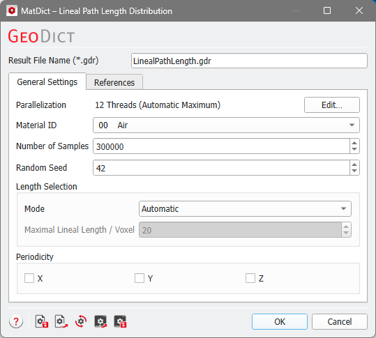 MatDict_MaterialCharacterization_LinealPathLengthDistribution_Options_Dialog
