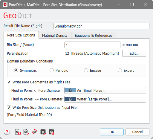 PoroDict_Granulometry_Dialog_PoreSizeOptions